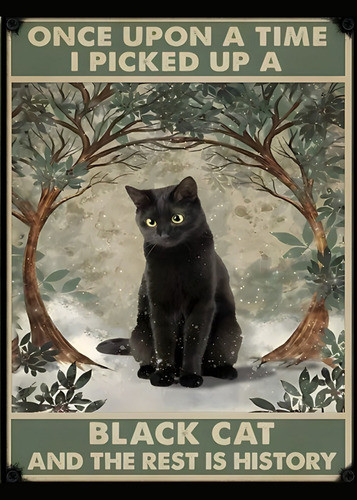 Póster Gato Negro Once Upon A Tim Autoadhesivo 100x70cm #102 0