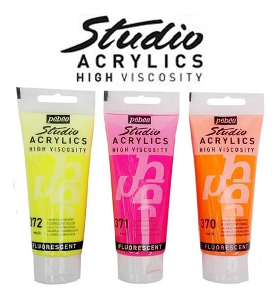 Acrilico Studio Fluo Pebeo X 100 Ml Fluorescente X Unidad 1