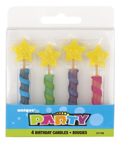 Velas De Cumpleaños Estrella, Surtidos 4ct 0