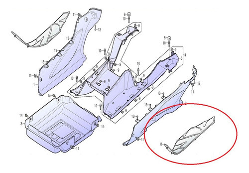Cobertor Piso Goma Izquierdo Daelim S3 250 - Rvm 1