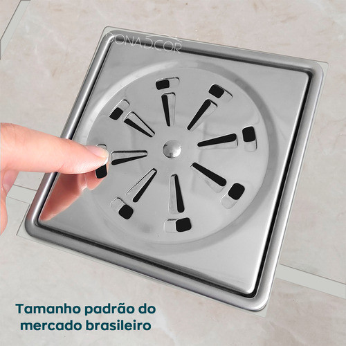 3 Porta Grelha E Ralo Abre Fecha 10x10 Ralo Banheiro Kit 1