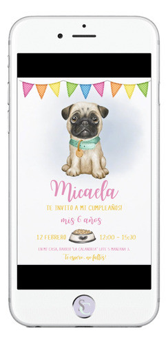 Invitación Cumpleaños Tarjeta Digital Perro Perritos Mascota 1