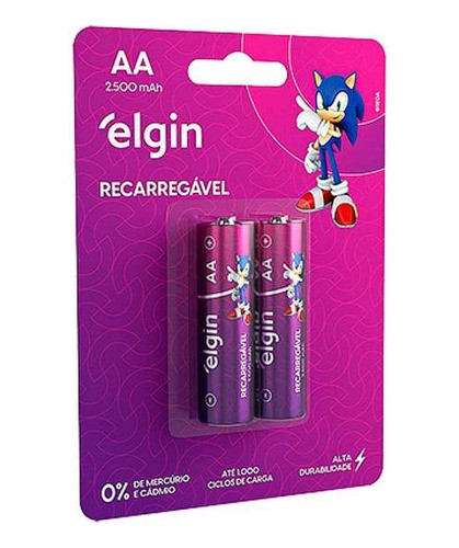 Pilha Recarregável Aa Elgin 2700mah Cartela Com 02 Unidades 0