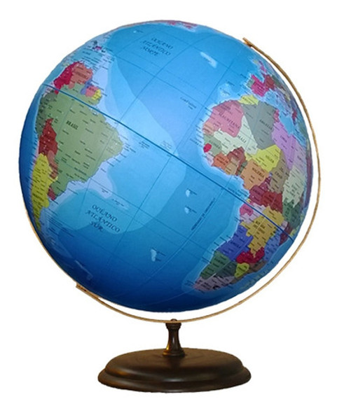 Globo Terraqueo 36cm Diam. Celeste Politico. Base De Madera 0