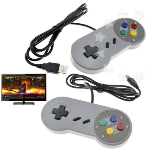 2 X Snes Classic Controller Gamepad Usb Para Pc Mac Pi Super 0