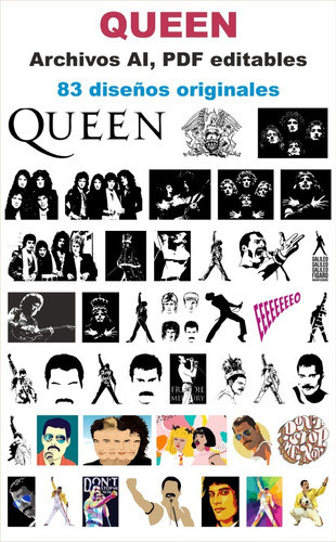 Vectores Queen, Fredy Mercury. 83 Diseños Exclusivos 1