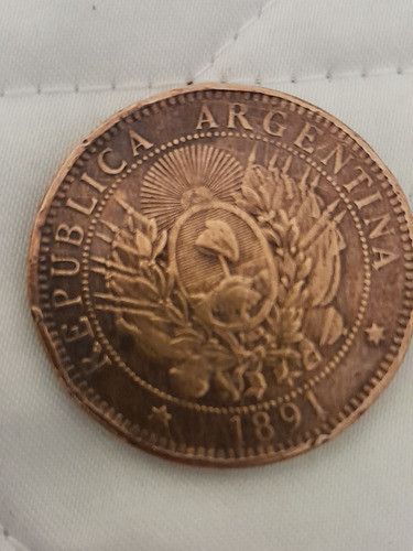 Argentina Moneda De Cobre De 2 Centavos Del Año 1891 1