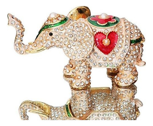 Vals Y F Pintado A Mano Esmaltado Rojo Amor Corazon Elefant 0