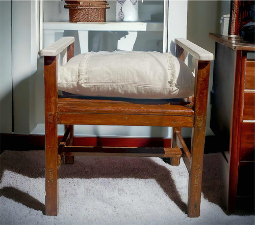 Pie De Cama - Banco Rústico - Vintage (incluye Almohadón) 1