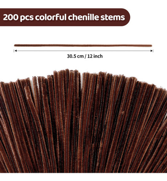 Limpiapipas De Chenile De 30cm Pack 200u Marron Oscuro 1