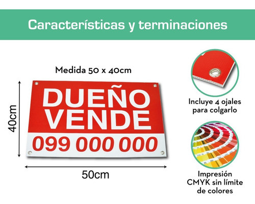 Cartel Vende - Alquila - Inmobiliaria - Cartonplast C/ojales 1