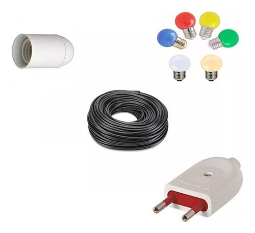 Kit Goma 2x1 + 6 Portalámparas + 6 Lamparas Color Led+ Ficha 0
