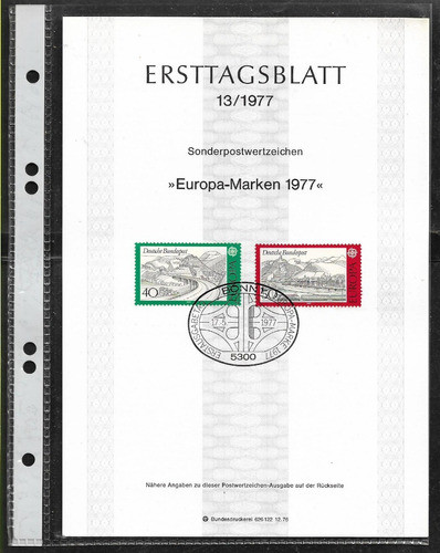 Deutsche Bundespost 1977 Lote De 8 Tarjetas 1º Día Emisión 0