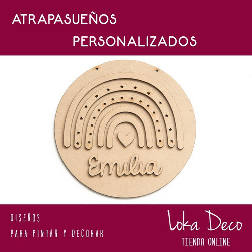 Atrapasueños Arco Iris Con Nombre 3d Fibro Facil 30cm Oferta 1