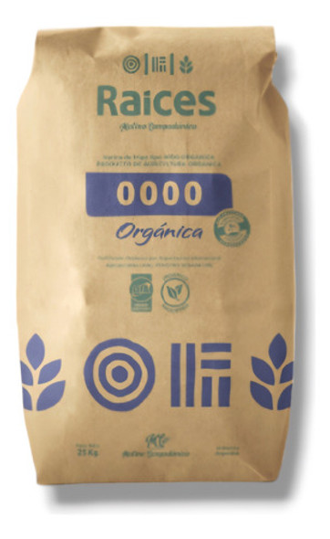 Harina Orgánica Raices 0000 H4 Molino Campodonico X 25kg 0