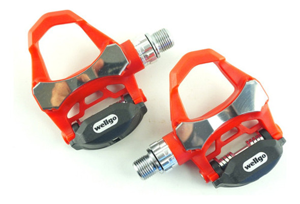 Pedales Wellgo R168 Con Traba Rosca 9/16 Rojo Ruta Ciclismo 0