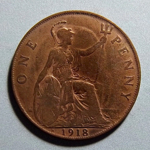 Gran Bretaña 1 Penny 1918 H Bueno Km 810 0