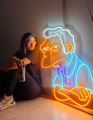 Cartel Moe Szyslak En Neón Led - Deco - Luminoso - Original 1