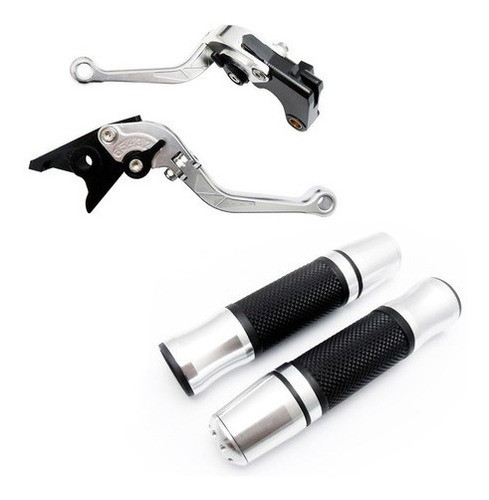 Levas Rebatibles Puño Y Contrapesas Yamaha Mt07 Plata Mk 0