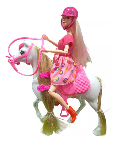 Muñeca Giani Hipica Con Caballo Accesorios Pelo Largo 0