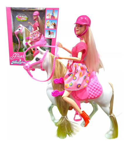 Muñeca Giani Hipica Con Caballo Accesorios Pelo Largo 1