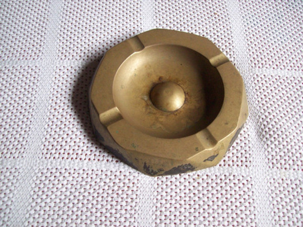 Antiguo Cenicero De Bronce - 17 Cms. Diámetro - Octogonal 0