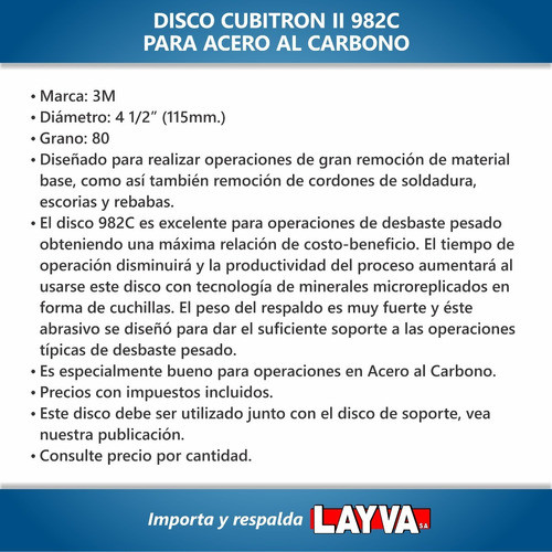 781230 Disco Cubitron Il 4 1/2'' Gr.80 P/ac Carbono 3m Layva 1