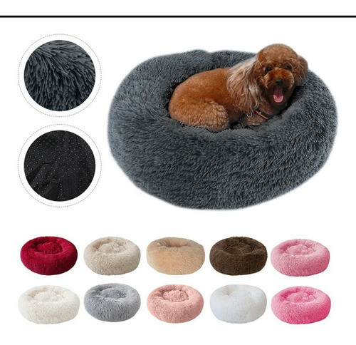 Cama Puff Plush Redonda Para Perros_ 70cm 0