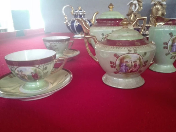 Antiguo Juego De Tetera Azucarera Lechera Sus Dos Tazas 0