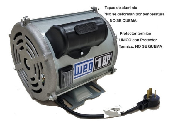 Motor Hormigonera Trompito 1hp Potenciado Marca Weg H/180l 1