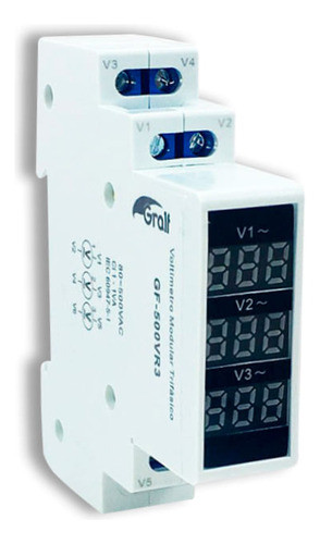 Voltimetro Digital Trifasico Modulo Din Rojo Gralf 0