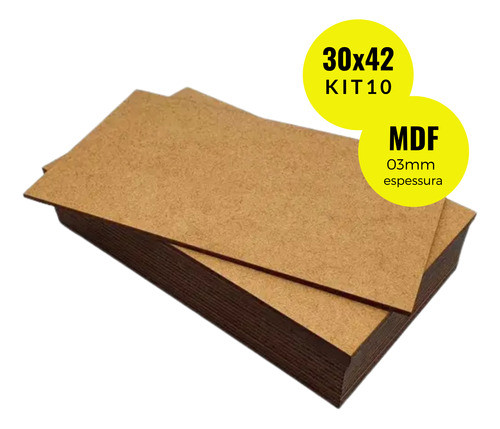 Kit 10 Placas Chapa Mdf 3mm Cru 30x42cm A4 Quadro Artesanato 0