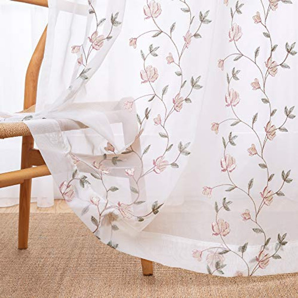 Cortinas Transparentes Bordadas Florales Para Cortinas De Do 1