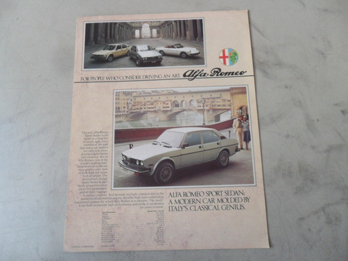 Alfa Romeo Gtv Spider Antiguo Sprint Folleto Catalogo 0