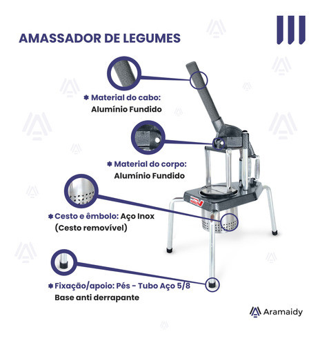 Amassador Espremedor Industrial Inox Batata Legumes Torresmo 1