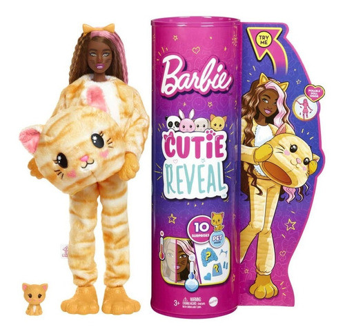 Muñeca Barbie Cutie Reveal Hhg18 Gatito Mattel 1