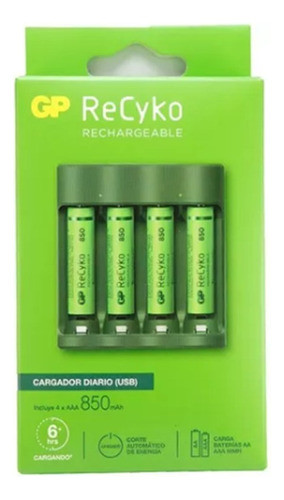 Cargador De Pilas Usb Aa/aaa + 4 Pilas Recargables Aaa 850 0