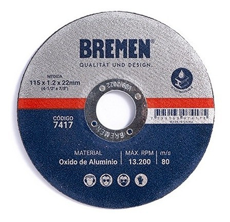 Pack 5 Disco Corte 4 ½ 115x1.2x22mm | Bremen® 7417 0