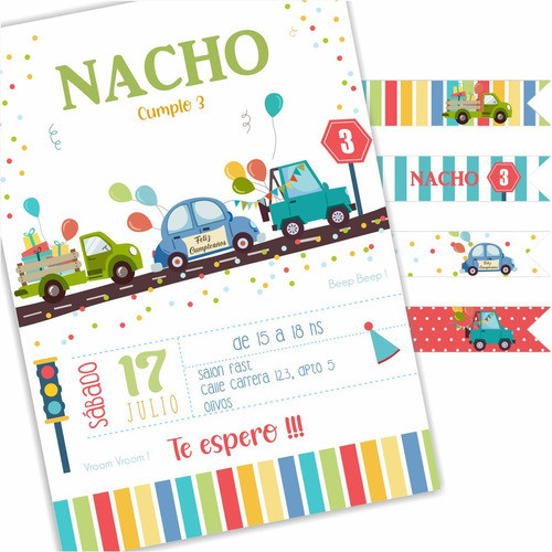 Kit Imprimible Autitos Transportes Infantiles Candy Bar 0