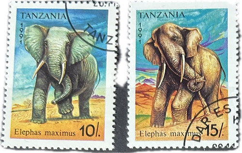 Serie De 6 Estampillas De Tanzania 1991 Elefantes 0