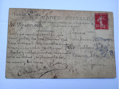 Tarjeta Postal Antigua París Palais Du Trocadero 1906 1