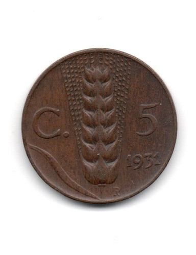 Italia Reino Moneda 5 Centesimi Año 1931 Km#59 Vittorio Eman 0