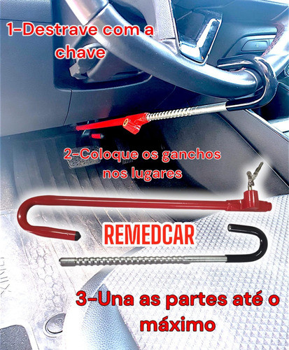 Trava Segurança Volante Pedal Carneiro Universal Vermelha 1