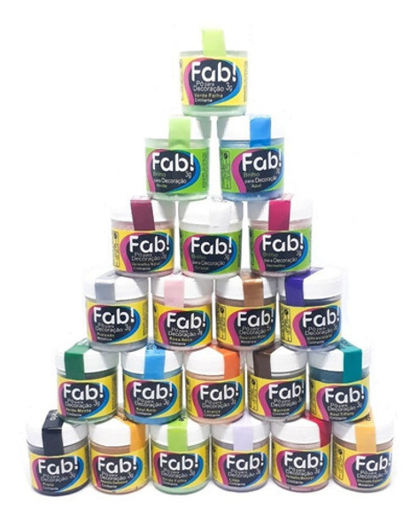 Pó Para Decoração Alimentício Comestível Fab - 9 Unidades 0 Pó Para Decoração Alimentício Comestível Fab - 9 Unidades 0