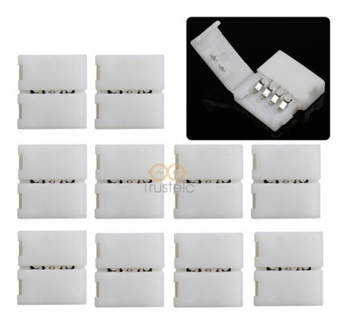 10pcs Blanco 10mm 4 Pin Conector Rgb Sin Soldadura Cable Par 0