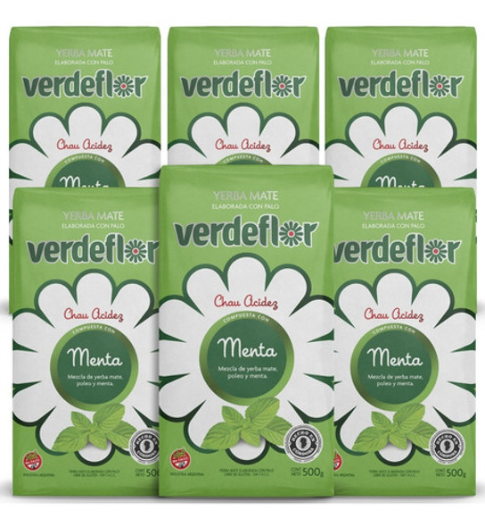 Yerba Mate Verdeflor Menta Pack X 6 Unidades De 500g 0