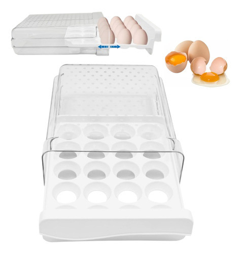 Huevera Acrílica Extensible 28x22x9cm Soporte Para 20 Huevos 0