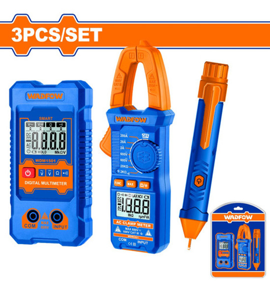 Set Tester Multimetro + Pinza Ah + Detector Wadfow Wdm94011 0