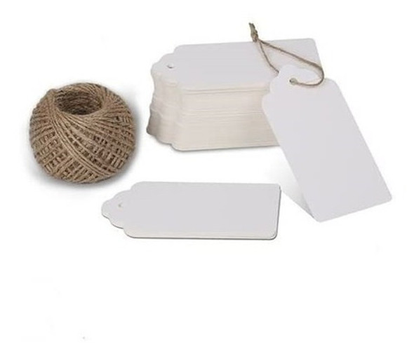 100 Etiquetas Tag Branco Para Chocolate Com Cordão Incluso 0