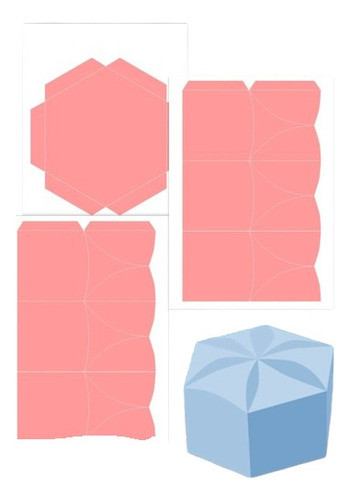 Kit Imprimible Molde Caja Hexagonal Editable 0